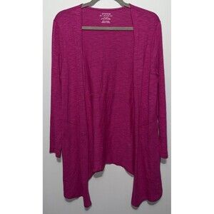 Chicos Ultimate Tee Sz 1 Pink Open Front Cardigan Lightweight 3/4 Sleeve Pockets